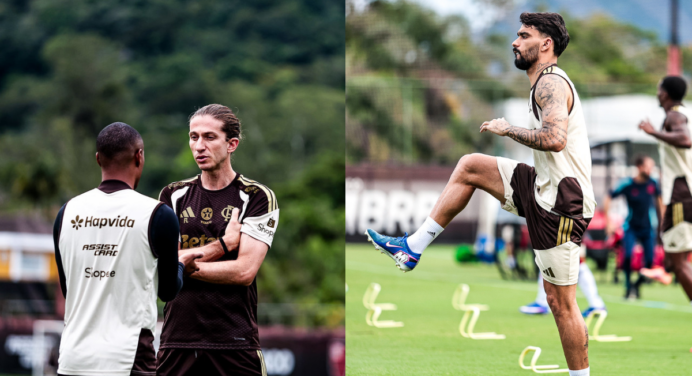 Recopa: Filipe Luís define time titular para jogo do Flamengo x Lanús em treino desta quarta
