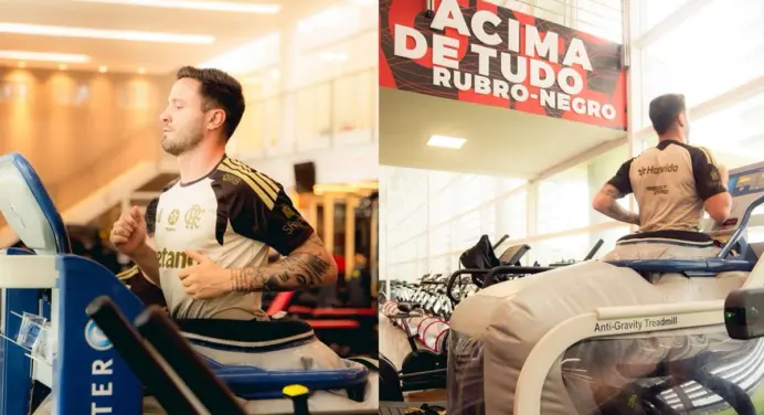 Jogador do Flamengo aproveita pausa da Copa para cumprir promessa feita à torcida