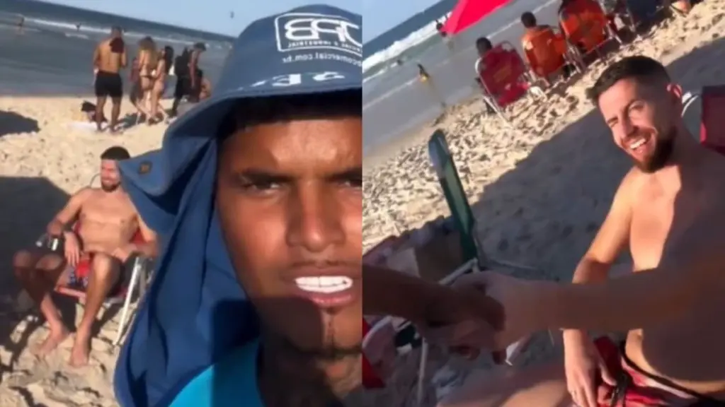 Jorginho ou Arrascaeta? Vendedor comete gafe ao encontrar jogador do Flamengo na praia