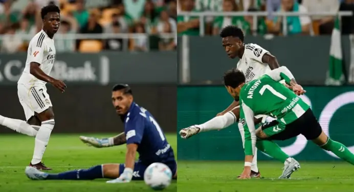 Vini Jr faz gol e tem reação surpreendente ao avistar camisa do Flamengo em jogo do Real Madrid