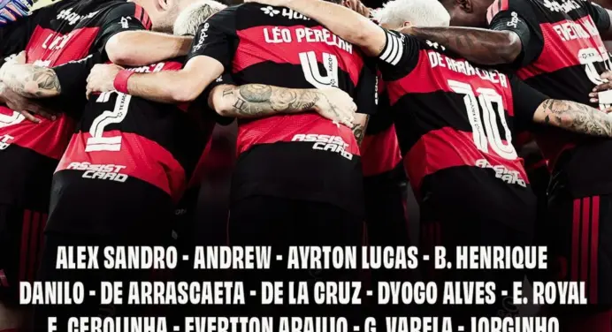 Com 3 desfalques, Flamengo divulga lista de relacionados para jogo contra o Vitória, pela Copa do Brasil