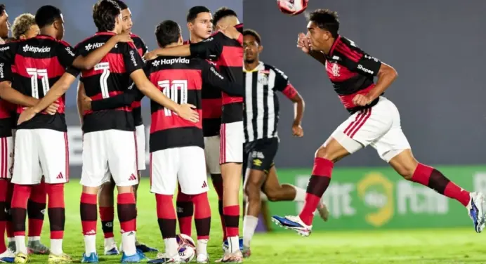 Com gol virando o rosto, Josmar brilha na vitória do Flamengo sobre o Santos no Brasileirão Sub-20