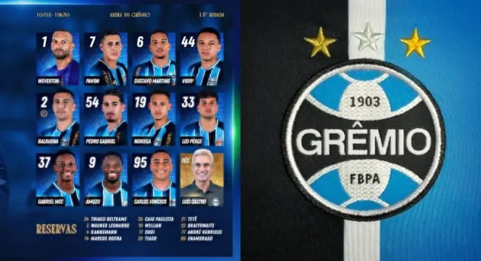 Grêmio define escalação para jogo contra o Flamengo, pelo Brasileirão
