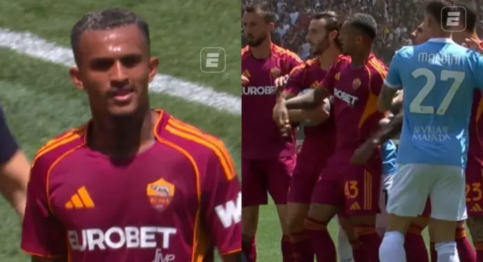 Ex-Flamengo, Wesley é expulso durante clássico entre Roma e Lazio pelo Campeonato Italiano