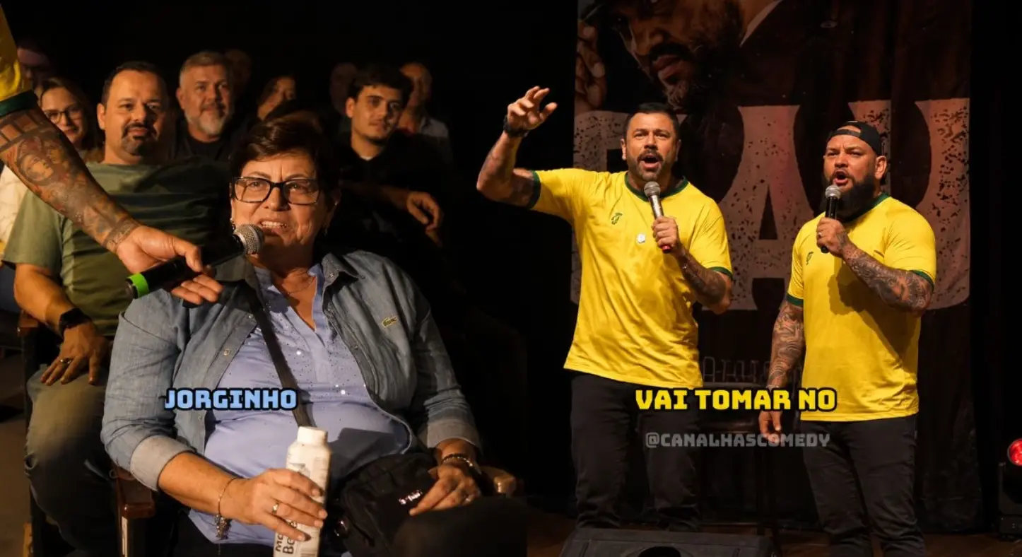 Mãe de Jorginho surpreende em show de comédia, e jogador do Flamengo é xingado