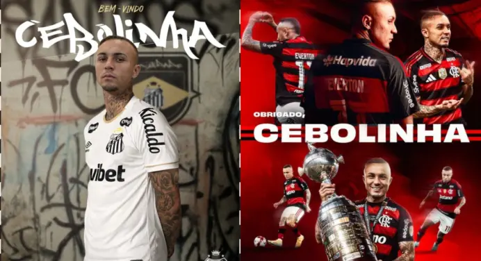 Santos anuncia oficialmente contratação de Everton Cebolinha, ex-Flamengo